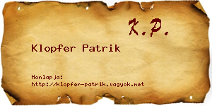 Klopfer Patrik névjegykártya